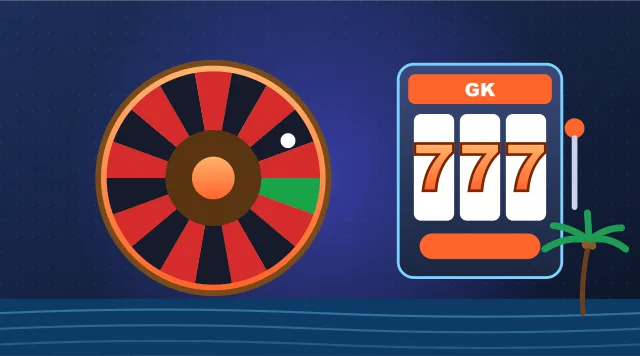 Koło ruletki i automat na tle morza – gry w Guket Casino